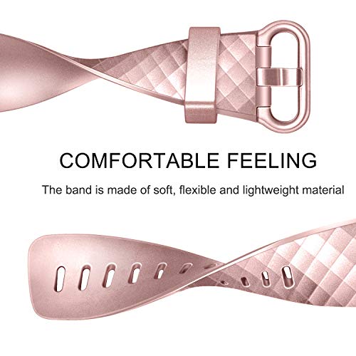 Image of Tobfit Watch Strap Compatible with Fitbit Charge 4 / Fitbit Charge 3 (Watch Not Included), Removable Soft Belts for Charge 3 /4 Wristband, Smartwatch Band for Men & Women (S,Rose Gold)