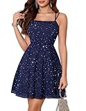 Meetjen Women Cocktail Dress for Teen Short Graduation Glitter Fit and Flare Girls Homecoming Formal Prom Dresses 2026 Elegant Classy Navy S