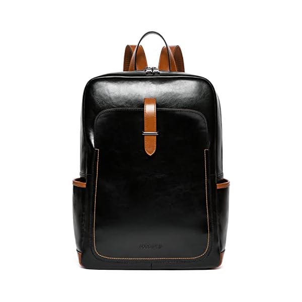 BOSTANTEN Leather Laptop Backpack for Women,15.6 inch Computer Backpack Purse College Daypack Work Travel Bag Black-brown
