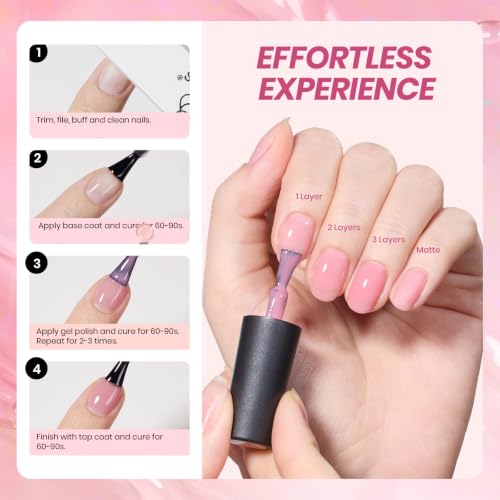 Image of Beetles Nude Pink Gel Nail Polish Set, Nude Paradise Gel Polish Kit 25PCS 20 Colors Jelly Pink Sheer Glitter White Soak Off UV Base Glossy Matte Top Coat Nail Charms Gift for Women