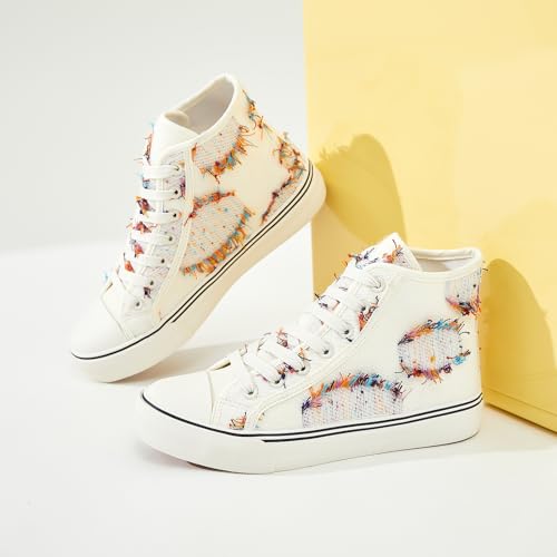 Image of yageyan Womens High Top Canvas Sneakers Lace up Fashion Shoes for Women Casual Classic