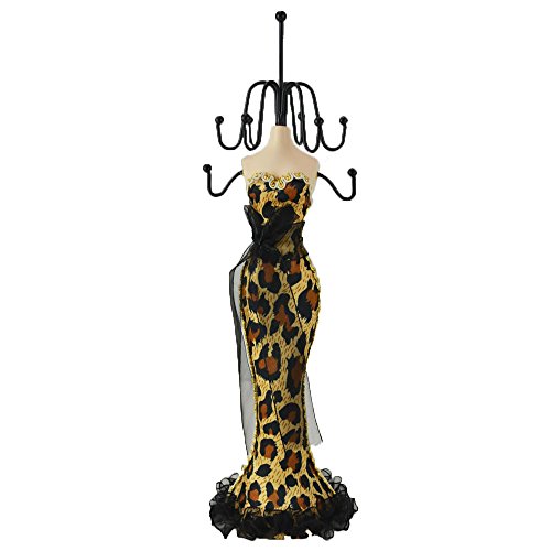 Leopard Mannequin Elegant Dress Jewelry Earring Necklace Stand Display Holder (Brown)