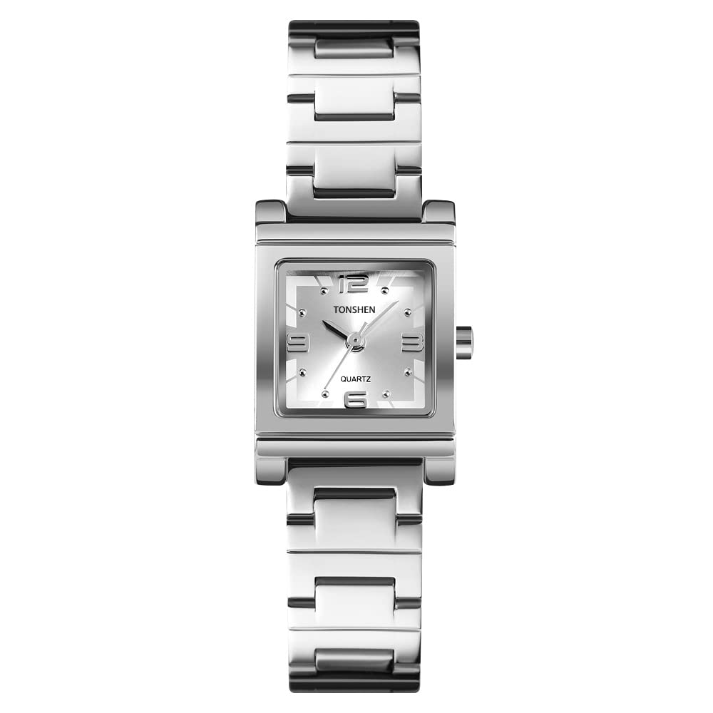 TONSHEN Orologio Donna Fashion Schietto Piazza Acciaio Inossidabile Analogico Quarzo Orologi da Polso (Rosa