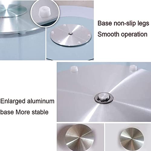 Lazy Susan - Tocadiscos de vidrio de 33 pulgadas con base de aluminio suave, accesorio de cocina giratorio para mesa de comedor, exhibición de buffet, capacidad de carga resistente