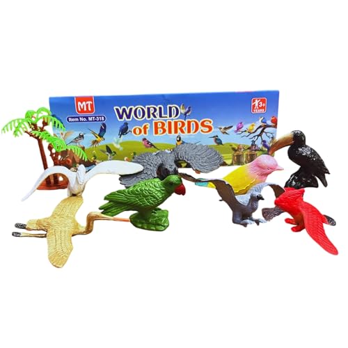 Image of ZESTHOME Realistic PVC Bird Figures Toys | 3D Model Sparrow & Farm Animals Multicolor Play Set -Miniature Bird Toys for Kids, Cake Toppers, Party Favors & Birthday Return Gifts | 9 piece