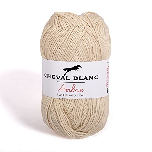 Laines Cheval Blanc - AMBRE fil à tricoter 70% viscose issu de la fibre de bambou 30% coton 50g - 150m de fil pour le tricot été ou le tricot bébé