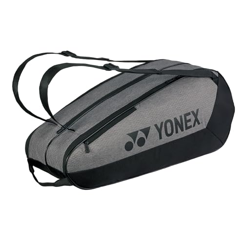 YONEX Team Racquet Bag with YKK Zippers & Multiple Storage Compartments - Durable Lightweight Tennis Bag for Up to 6 Racquets, Gray/Black