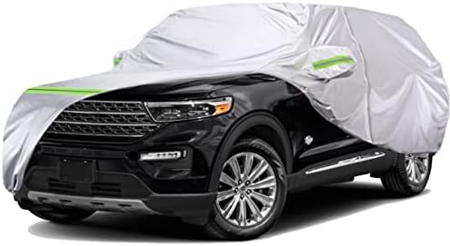 TUCAREST 6-Layers Premium Full Car Cover Hard Shell Zipper Design Waterproof All Weather Weatherproof UV Sun Protection Snow Dust Storm Resistant Outdoor with Straps (Fit for SUV/MPV 201"- 211")