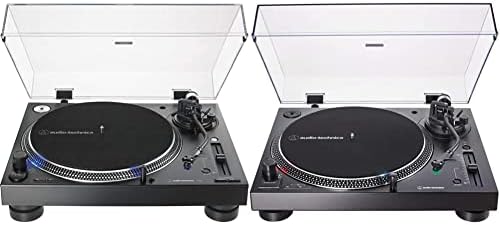 Audio-Technica AT-LP140XP-BK Direct-Drive Professional DJ Turntable, Black & AT-LP120XUSB-BK Direct-Drive Turntable (Analog & USB), Fully Manual, Hi-Fi, 3 Speed, Convert Vinyl to Digital, Black