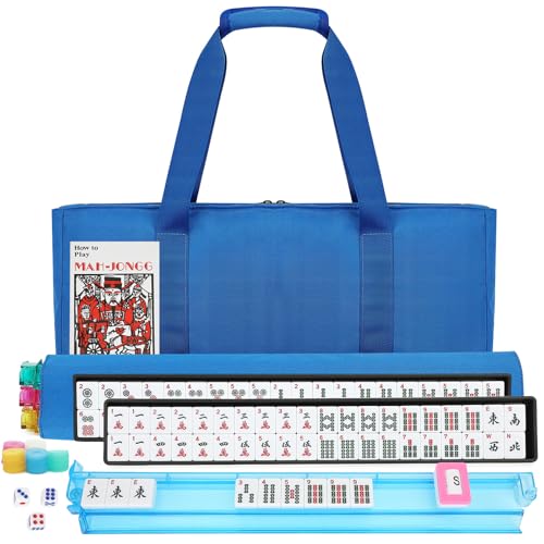 Set de Mahjong Americano con 166 fichas y bolsa azul