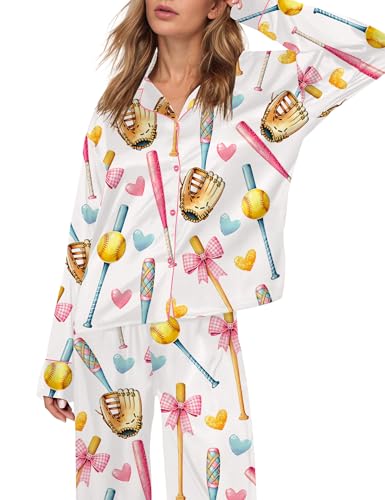 Image of SHESHOW Satin Pajamas for Women Set Long Sleeve Button Down Sleepwear 2 Piece Nightwear Women Pjs Sets Size XS-XXL