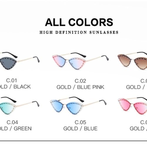 Trendige Mode für Damen, Cat-Eye-Sonnenbrille, kleine Metall-Sonnenbrille in guter Qualität für Damen