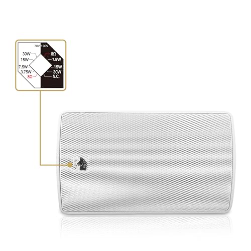 Image of Sound Town Commercial Restaurant Bluetooth Amplifier + Surface-Mount Speaker Set, with One 6-Zone 70V /100V Amplifier with Bluetooth, 6 x 6.5-Inch Surface-Mount Speakers, White (PAC180X6TV6W)