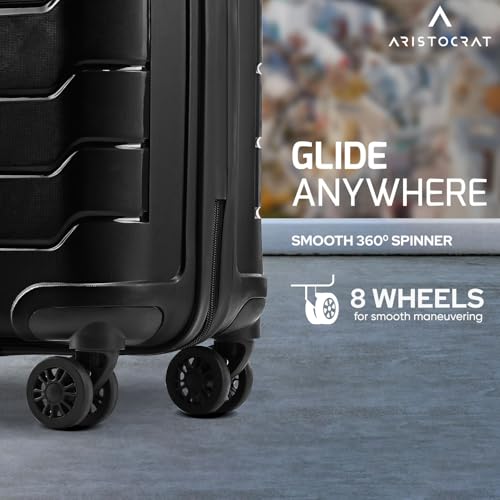 Image of Aristocrat Liberty 8-Wheel Cabin Size Hard Case Trolley Bag, Jet Black
