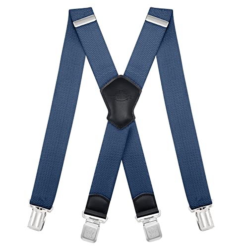 Dresime Bretelle da Uomo per pantaloni con 4 clip forti 4 cm di larghezza, per Uomini e Donne Grandi e alti Larghezza Regolabile di Elastiche e Forma a X Elastica