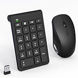 Wireless Mouse and Number Pad Combo - 22 Key USB Keypad and 3 Adjustable DPI Silent Mouse, 2.4GHz Ultra Slim & Portable Numeric Keypad and Mouse Set for Laptop, PC, Desktop, Notebook, One USB Receiver