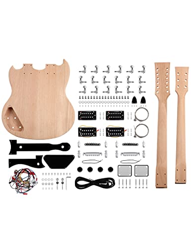 Fistrock DIY SBD 10-M-B Electric Guitar Kit Double Neck Guitar Kits Beginner Kits 12 String Right Handed thumb #1