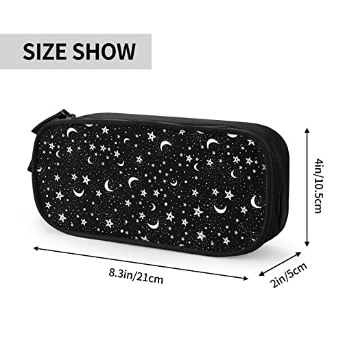 Image of YETTA YANG Black And White Moon Star Pencil Box Case for Pen Holders Office Supplies Big Capacity large