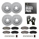 Max Advanced Brakes Front & Rear Brake Kit Compatible With 2017-2019 2021 2022 2023 Kia Soul Turbo Kia Forte 1.6 Turbo Replacement Geomet Coated OE Disc Brake Rotors and Ceramic Brake Pads
