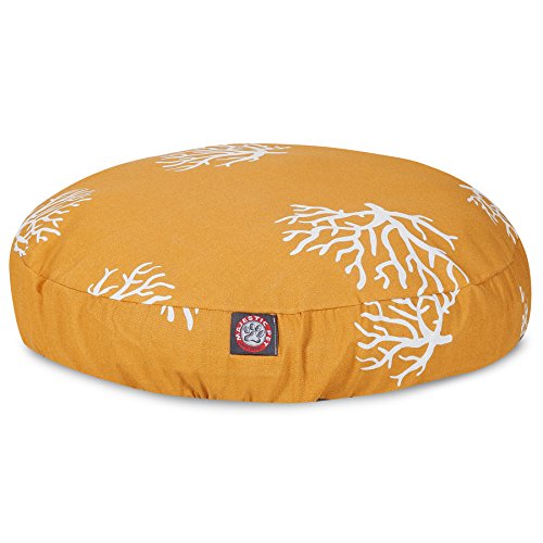 Yellow Coral Large Round Indoor Outdoor Pet Dog Bed With Removable Washable Cover By Majestic Pet Products #TOP14