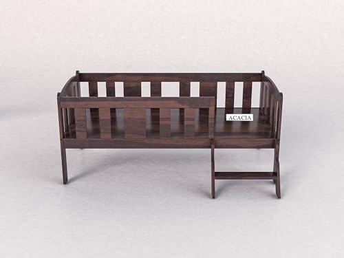 Acacia Wooden Kids Bed | Kids Single Bed Cot with Ladder for Bedroom and Home Decor | Sturdy & Durable | Solid Sheesham Wood | Walnut Finish (Size: 63 x 32 x 27.5 Inch) - Image 5