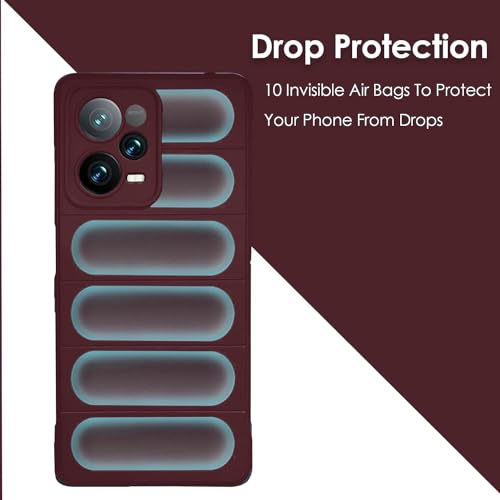 Image of A rtistque Liquid Silicone Stripes Back Cover Case for Mi Redmi Note 12 Pro Plus 5G | with Camera Protection | with Inner Fabric | Anti Slip Grip | AirBag Case - Maroon