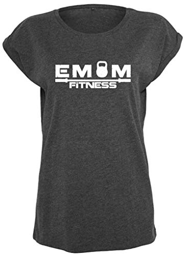 T-shirt pour femme col rond emom Fitness gris foncé taille L