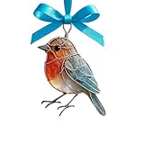 ZYMIADOU Acryl-Meerglas-Vogel-Ornament, hängende Anhänger mit Schleife für ruhiges Zuhause, Büro, Fenster und Wanddekoration, Partygeschenk, künstlerische Skulptur