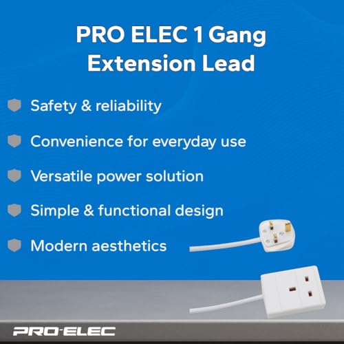 PRO ELEC PEL00898 1 Gang Extension Lead 1m, White - Image 6