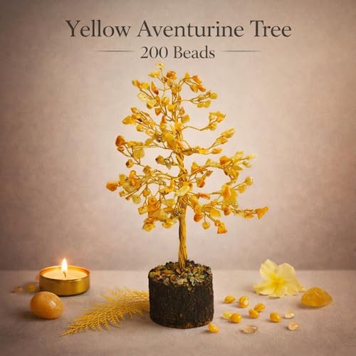 Image of REMEDYWALA Enhance Your Space with the Yellow Aventurine Crystal Tree Featuring 200 Beads