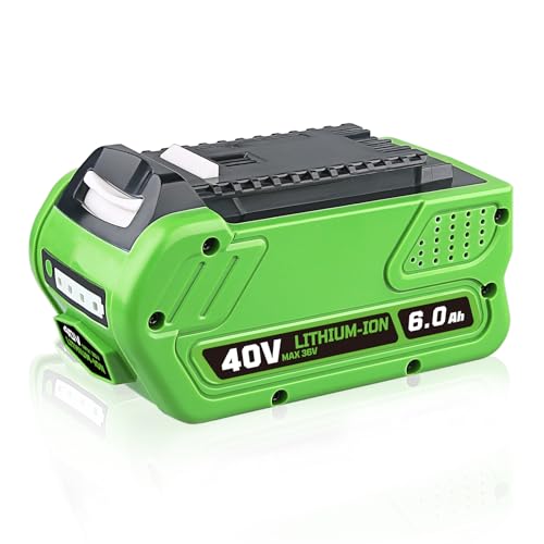 ZEERISA 6.0Ah 29462 29472 Lithium 40V Battery Replacement Compatible with GREENWORKS 40Volt 40V 29472 29462 2901319 24282 24252 25322 21332 20672 20312 21362 26272 G-Max Garden Tools (6.0Ah 1- PACK)