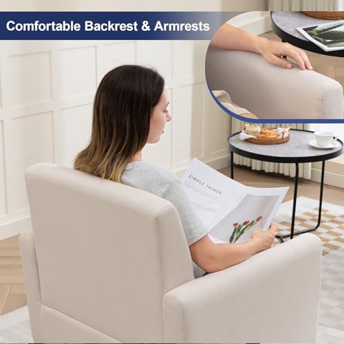Sillón con asiento de tela beige confortable miniatura 4