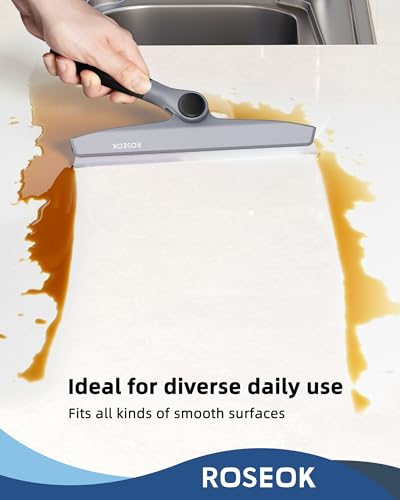 Image of ROSEOK Shower Squeegee, Silicone Squeegee for Glass Doors with Hook