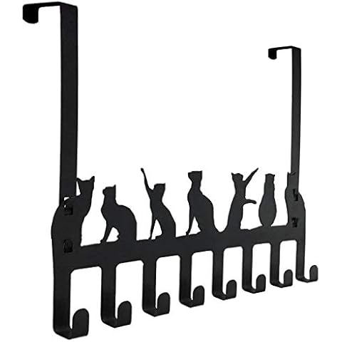 Wintek Over the Door Hook Hanger, Heavy Duty Organizer Rack for Towel, Hat,Hoodies,Coat , Cloth,Bag - 8 Hooks (Black) Cover