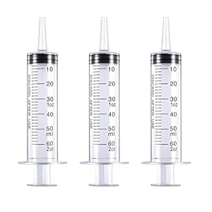 HAKACC 60 ml Disposable Syringe,Feeding Syringe Sterile Package,50 ml to 60 ml Medical Grade Catheter Tip (3 Pack)