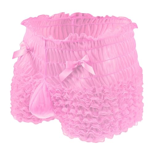Men Sissy Lace Panties Sexy Boxer Briefs Shorts Pleated Ruffled Naughty Lingerie Cosplay Crossdress Underwear Trunks