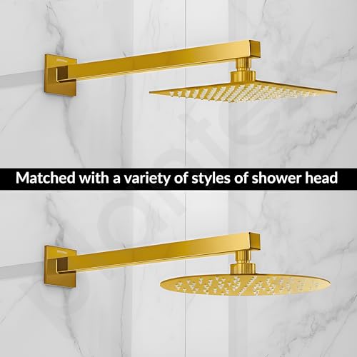 Image of Plantex 21-Inch Shower Arm for Overhead Shower /Stainless Steel Shower Pipe /Wall Mount Bathroom Fitting with -Inch Thread - Pack of 1 (Gold)