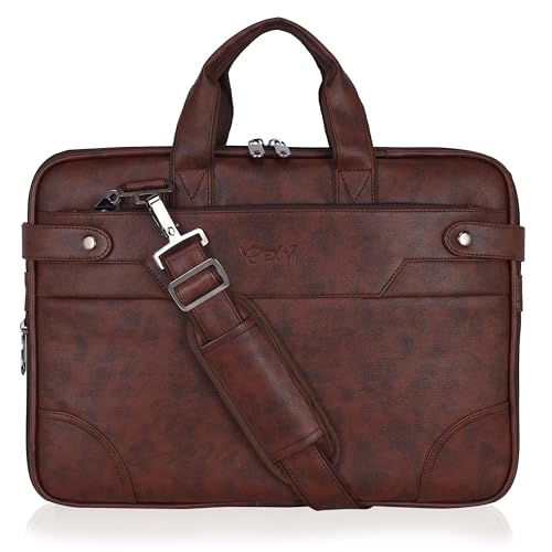 Image of EXIM Laptop Bags for Men Office Use | Upto 15.6 inch | Expandable Bottom | Mobile & Pen Compartment with Multiple Organizers | PU Leather | Professional Office Bag for Man & Women Two tone