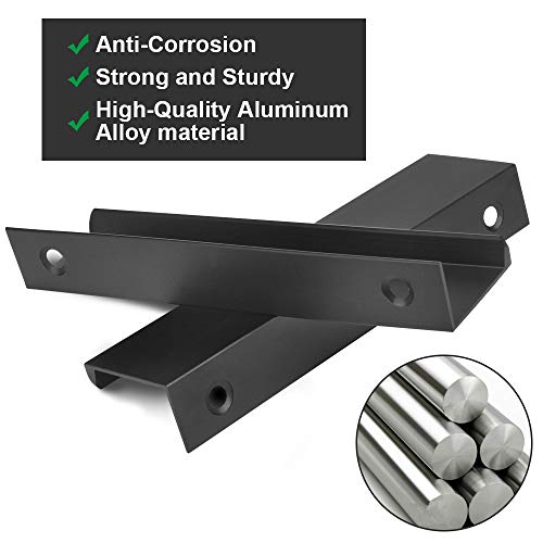 KLYNGTSK 4 Stück Versteckter Türgriff Schrankgriffe Unsichtbare Möbelgriffe Moderne Küchengriffe Aluminium Schubladengriff Schwarz Versteckter Griffe für Kleiderschrank Tür Schubladen