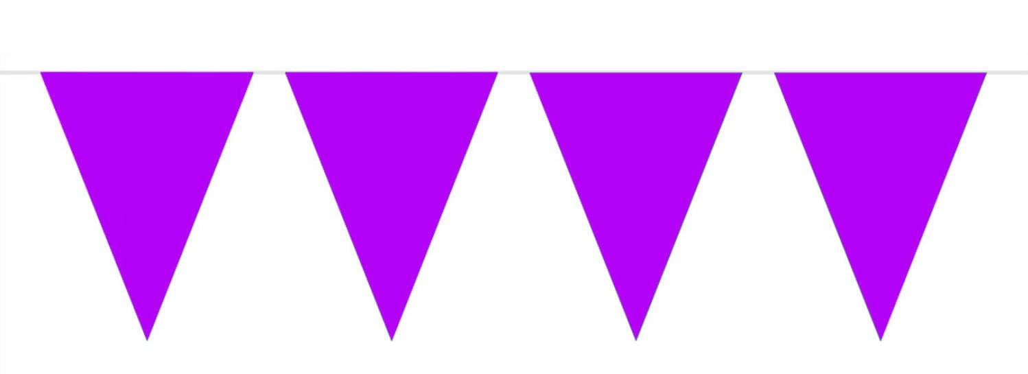 Bunting XL Purple 10 metres long, 15 Triangle Flags, Plastic