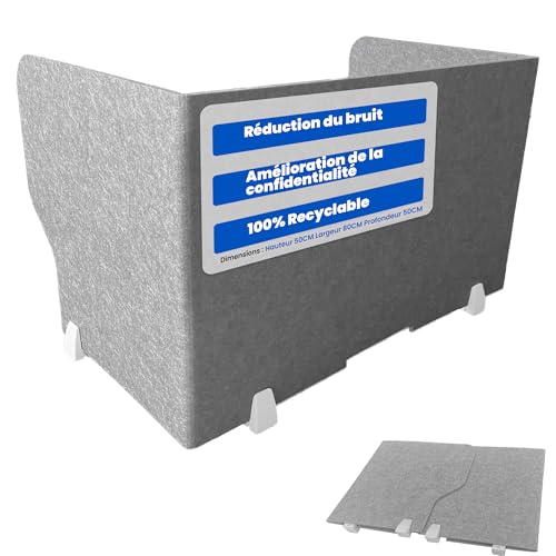 Cloison de bureau ReFind Pro. Réduction acoustique et écran de confidentialité pliable pour espace de travail. Organisateur de bureau autonome. Pour bureau,...