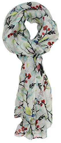 Ted And Jack - Bird Lovers Allover Songbird Print Scarf (White Cherry) #TOP1