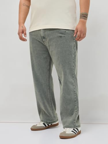 Image of Urbano Plus Men's Regular Fit Heavy Washed Denim Jeans Stretchable
