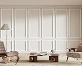 Staycalis Home Precut Wall Molding Kit - 6 Set Paintable Wainscoting Panels Ready-to-Assemble Accent Wall Kit, Modern Molding Trim Decor for Living Room Bedroom Hallway Kitchen Island (56 x 23 in)