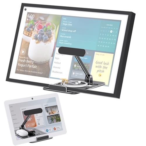 Laivli Aluminum Echo Show 15 Stand, Tilt Stand for Echo Show 15, with Storage Tray, Easy Switch in Portrait and Landscape Mode, Black