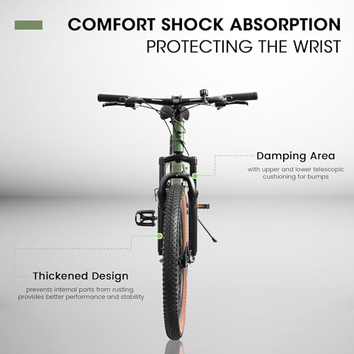 ECARPATEYE Mountain Bike 24 Inch Wheels, 21-Speed Mens Womens Trail Commuter City Mountain Bike, Carbon Steel Frame Disc Brakes Thumb Shifter Front Fork Bicycles (Green, 24 Inch)