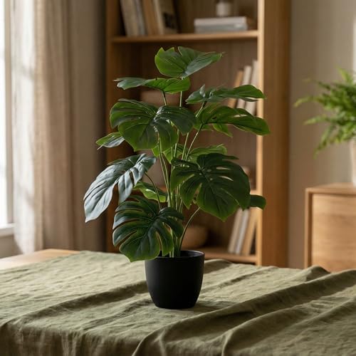 Image of Dekorly Plastic Fake Plants Artificial Floor Plants Large Tropical Palm Tree for Home Decor (Tropical Plant)