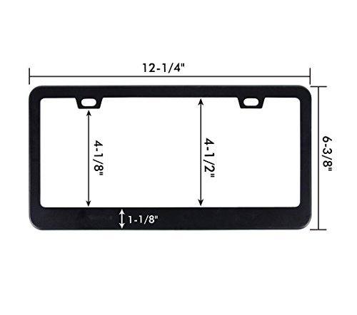 Ohuhu Matte Aluminum License Plate Frame With Black Screw Caps, 2Pcs 2 Holes Black Licenses Plates Frames, Car Licenses Plate Covers Holders For Us Vehicles #TOP5