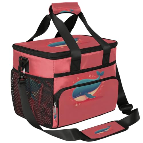 Whale Pinks Insulated Picnic Backpack Lunch Box for Women Men Picnic Basket Tote Lunch Bag Picnic Bag Portable Lunch Bags for Picnic, Beach, Work, Trip,Office, Camp Cute Whale