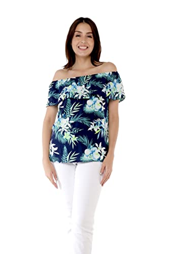 Image of Family Matching Hawaiian Clothes, Orchid Breeze Navy | Lightweight 100% rayon • Family matching outfits • Beach vacations • Luaus • Cruises • Family photos